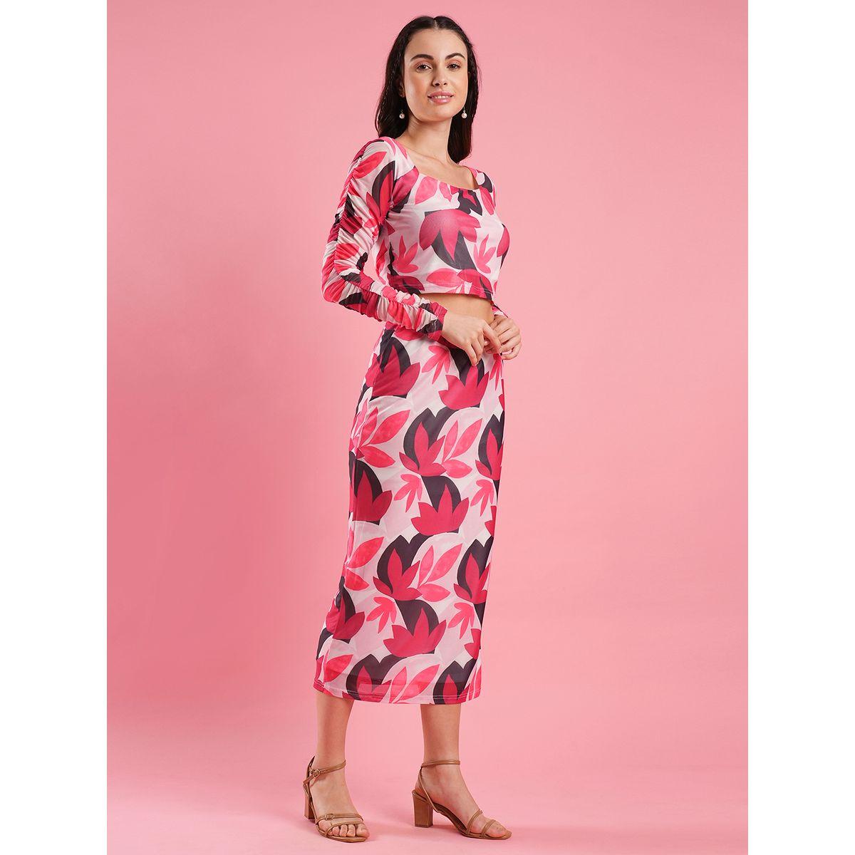 طقم منسق من تنورة وبلوزة قصيرة بطبعة زهور-women-clothing-coordsets-image-2