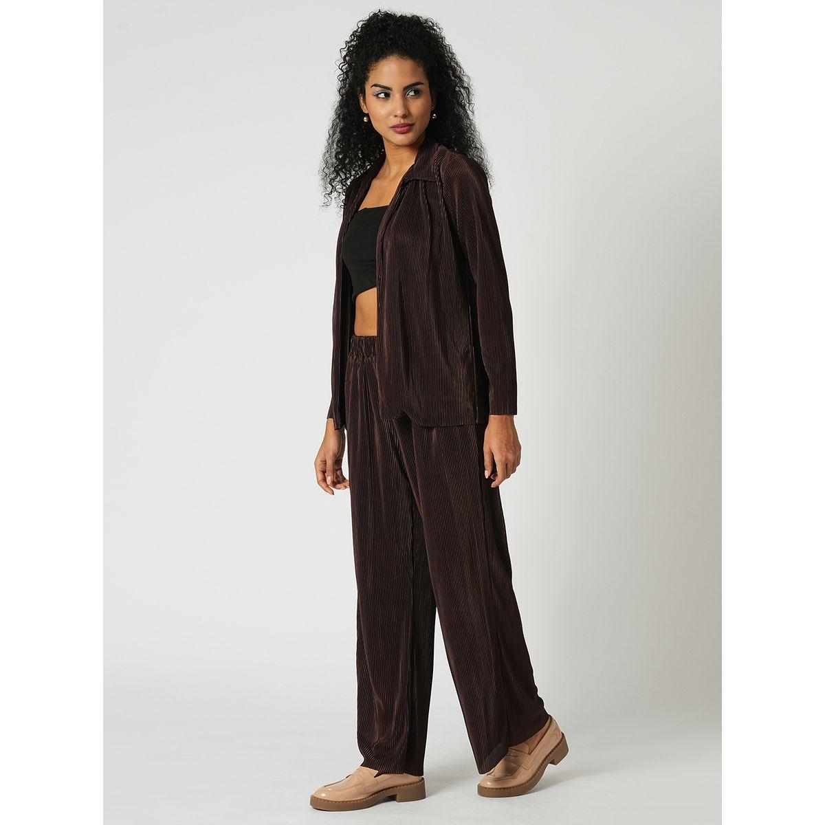 Globus X Styli Textured Striped Long Sleeve Shirt and Wide Leg Trousers Co-Ords-women-clothing-coordsets-image-2