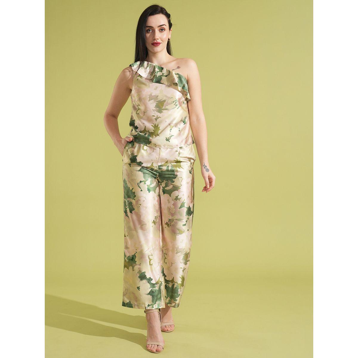 طقم منسق من بنطال وبلوزة بطبعة زهور-women-clothing-coordsets-image-1
