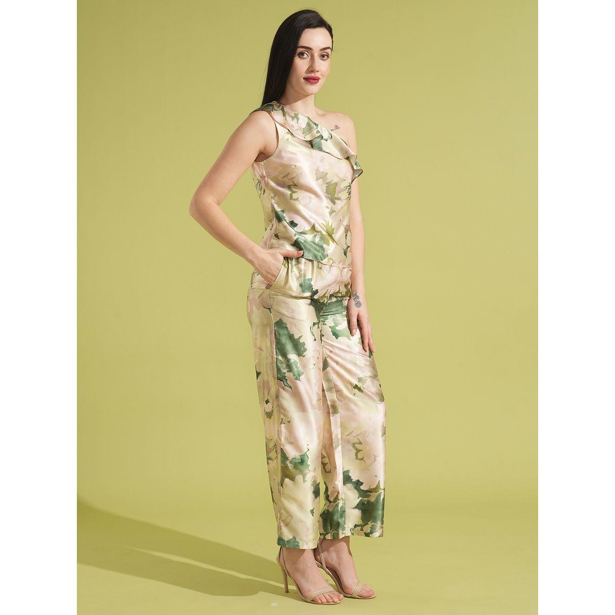طقم منسق من بنطال وبلوزة بطبعة زهور-women-clothing-coordsets-image-2