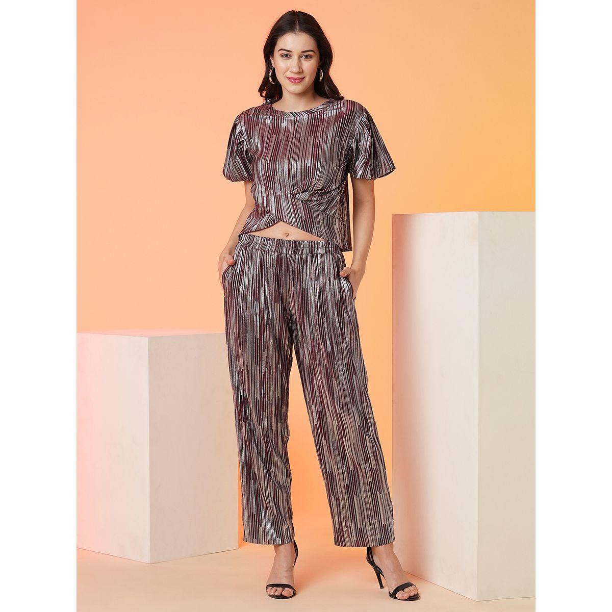 Globus X Styli Striped Crop Top and Trouser Co-Ords-women-clothing-coordsets-image-1