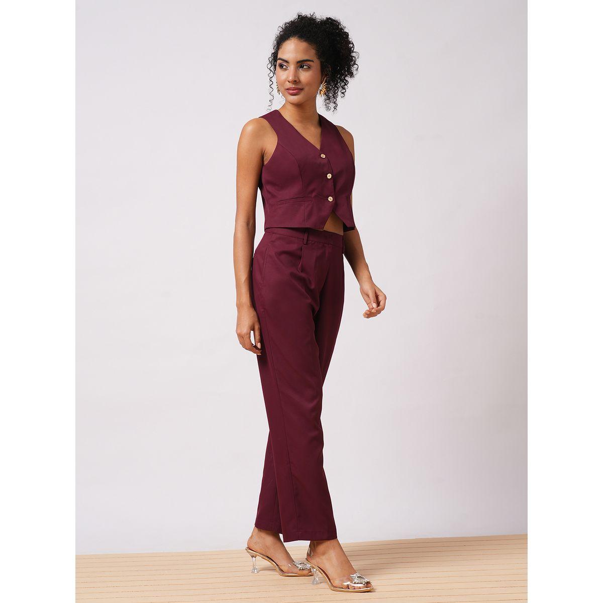 طقم منسق من بنطال وفيست بتفاصيل جيب-women-clothing-coordsets-image-2