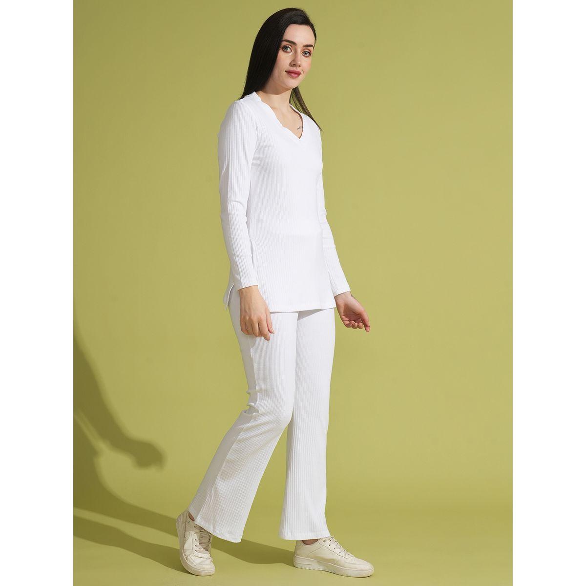 طقم منسق من بنطال وبلوزة بشق جانبي وأكمام طويلة-women-clothing-coordsets-image-2