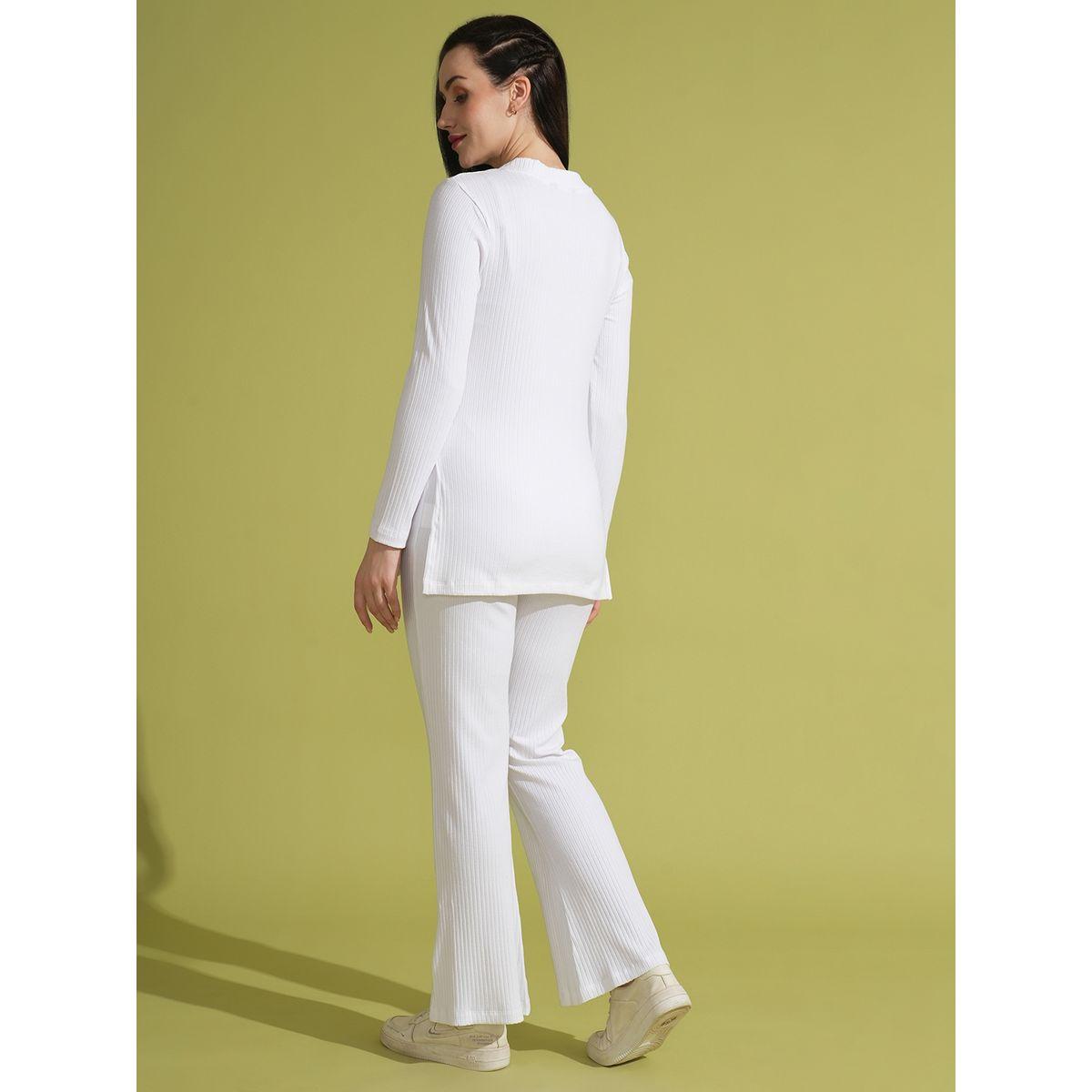 طقم منسق من بنطال وبلوزة بشق جانبي وأكمام طويلة-women-clothing-coordsets-image-3