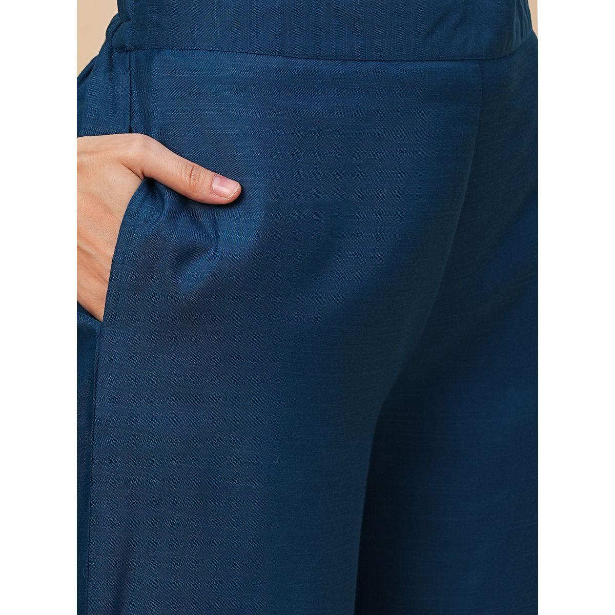 Globus X Styli Solid Smocked Detail Buttoned Shirt and Trousers Co-Ords-women-clothing-coordsets-image-5