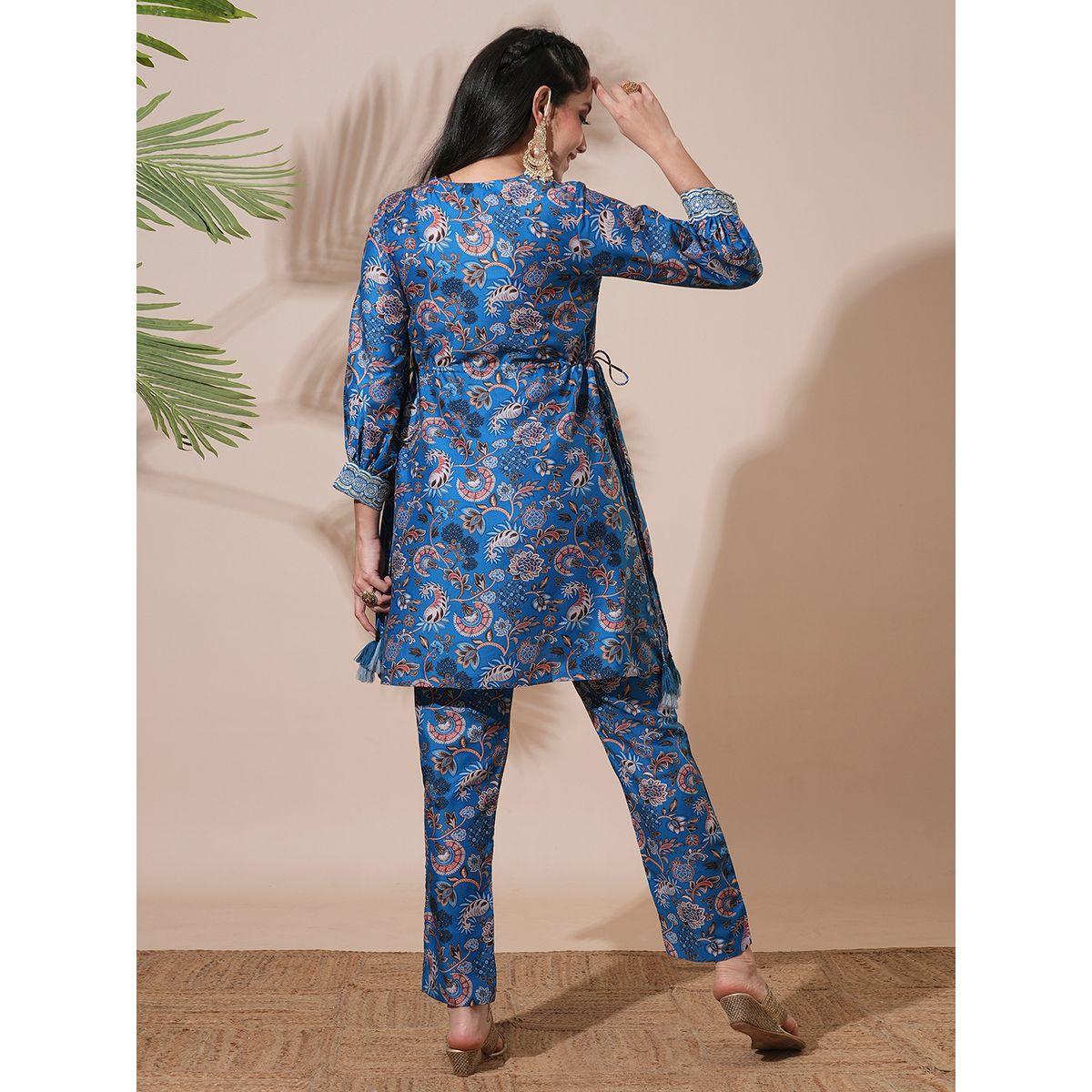 Globus X Styli Floral Print Drawstring Detail Tunic with Mid-Rise Narrow Pants Co-Ords-women-clothing-coordsets-image-3