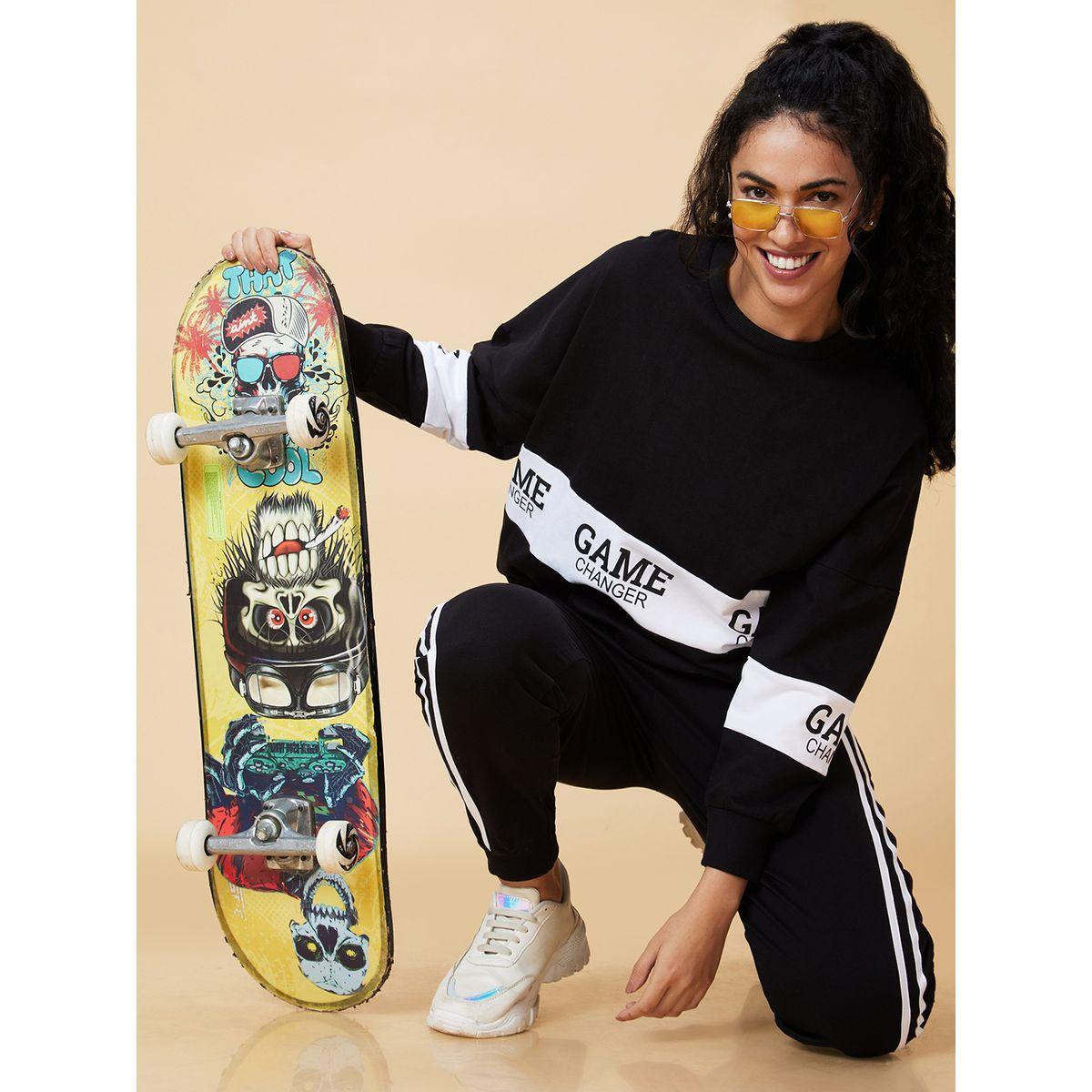 طقم منسق من جوغر وسويت شيرت بقصة بوكسي-women-clothing-coordsets-image-1