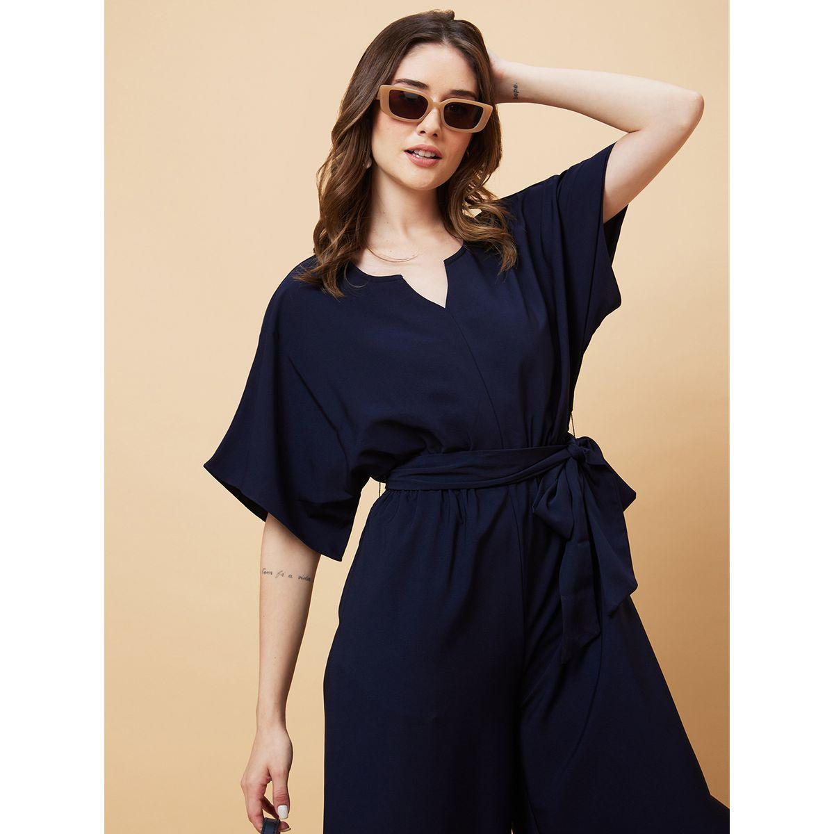 Globus X Styli Kimono Sleeves Waist Tie-Up Straight Leg Jumpsuit-women-clothing-jumpsuits-image-2