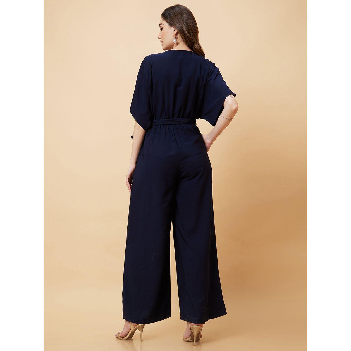 Globus X Styli Kimono Sleeves Waist Tie-Up Straight Leg Jumpsuit-women-clothing-jumpsuits-image-4