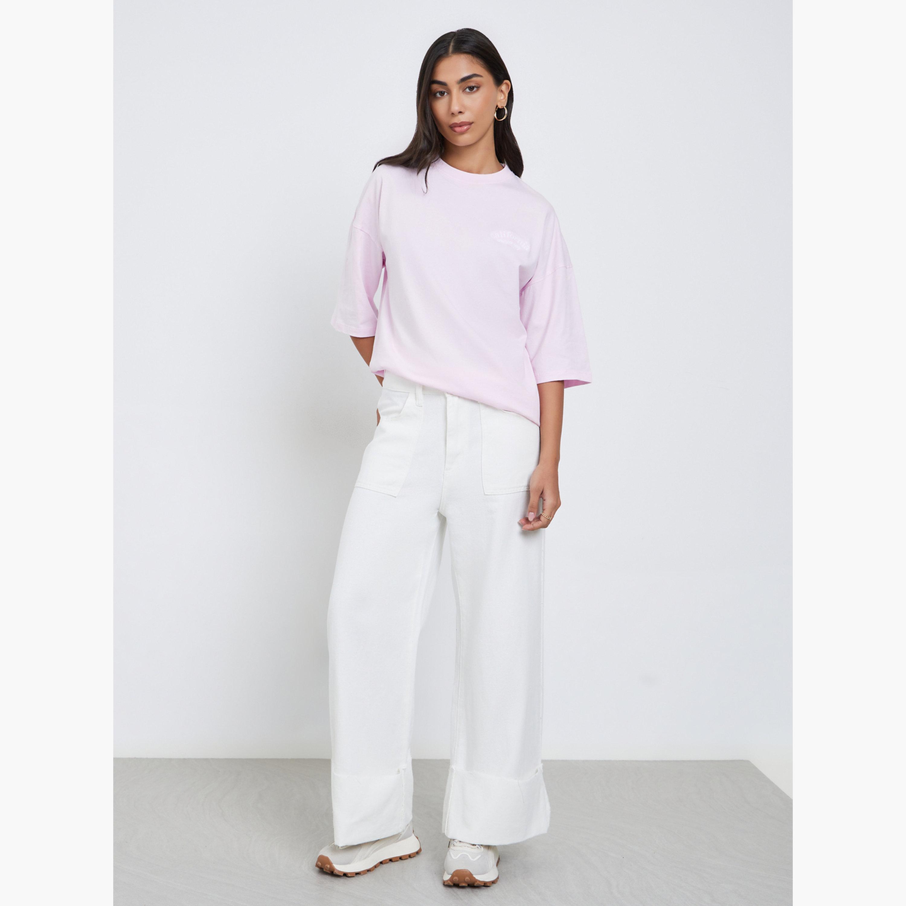Styli Women Oversized Embroidered Washed T-Shirt-women-clothing-tshirts-image-2