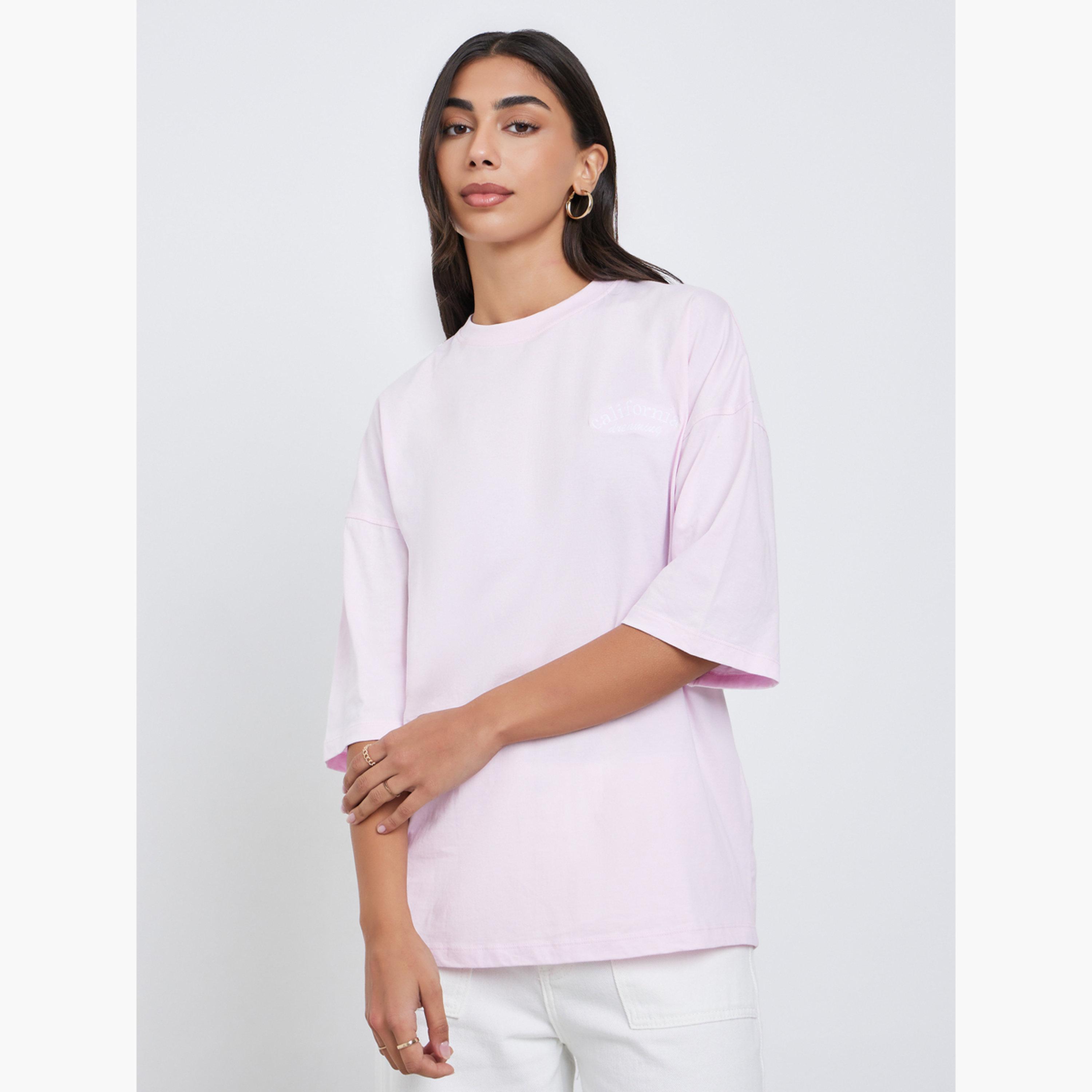 Styli Women Oversized Embroidered Washed T-Shirt-women-clothing-tshirts-image-3
