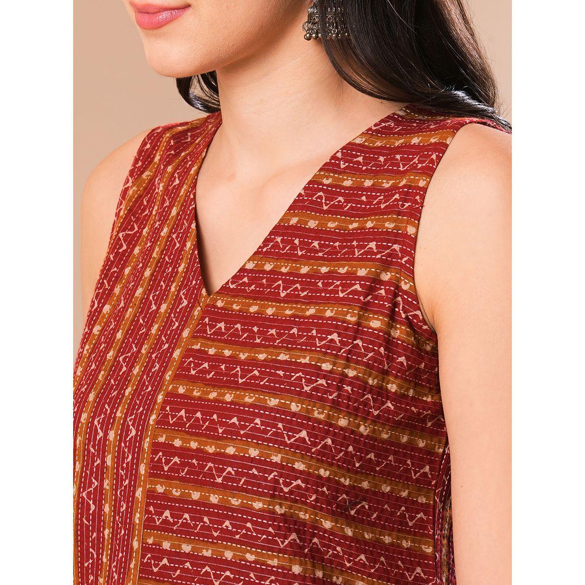 Globus X Styli All-Over Printed In Dobby A-Line Kurta with Pants Co-Ords-women-clothing-ethnicwear-kurtasets-image-4