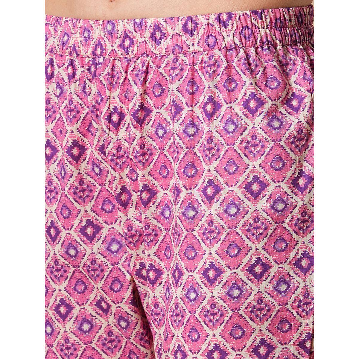 Globus X Styli All-Over Floral Printed Back Tie-Up A-Line Kurta with Pants Co-Ords-women-clothing-ethnicwear-kurtasets-image-5