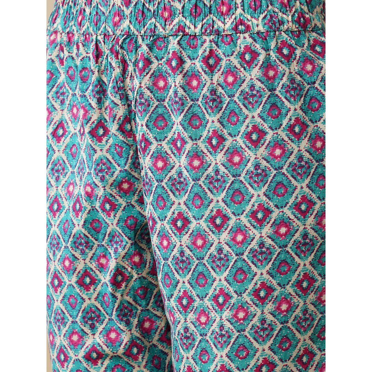 طقم منسق من كورتا بطبعة زهور مع بنطال-women-clothing-ethnicwear-kurtasets-image-5
