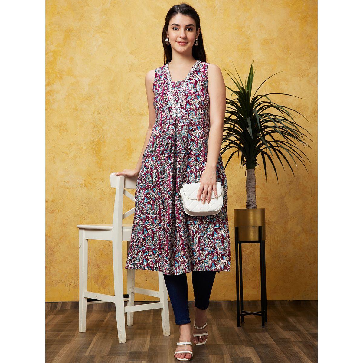 كورتا مطبعة بدون أكمام-women-clothing-ethnicwear-kurtas-image-1