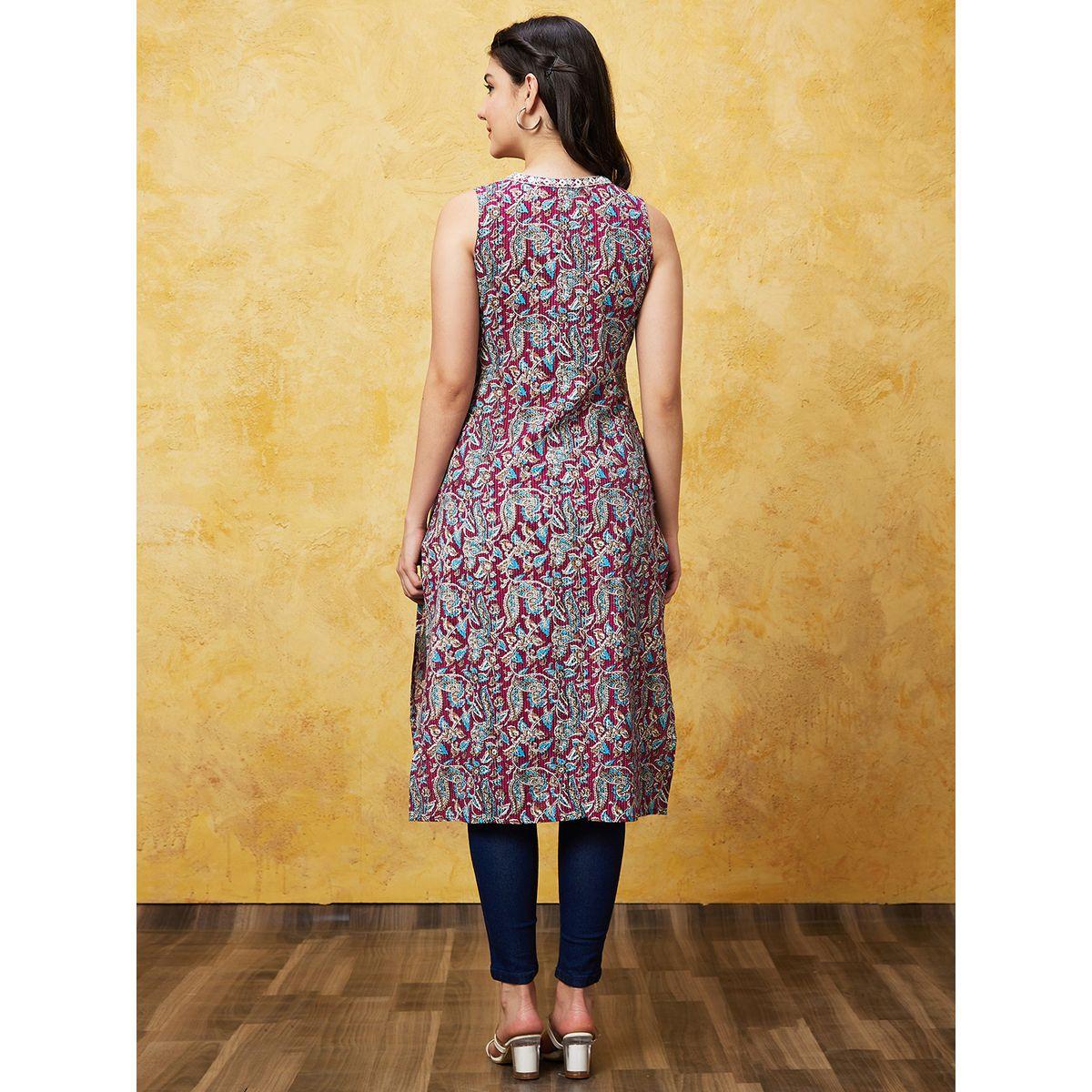 كورتا مطبعة بدون أكمام-women-clothing-ethnicwear-kurtas-image-3