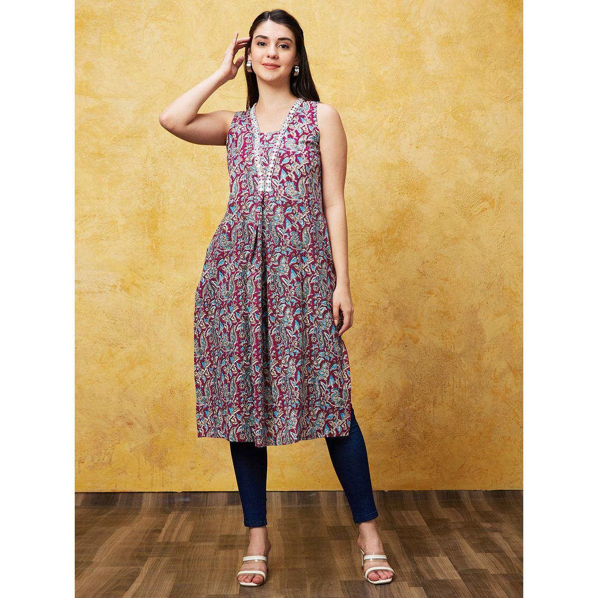 كورتا مطبعة بدون أكمام-women-clothing-ethnicwear-kurtas-image-6