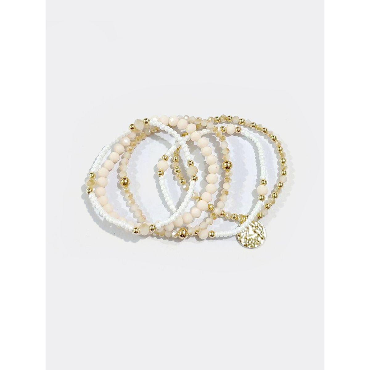 مجموعة من 5 - إسورة مُنمقة بتفاصيل خرز-women-watchesandjewellery-jewellery-banglesandbracelets-image-1