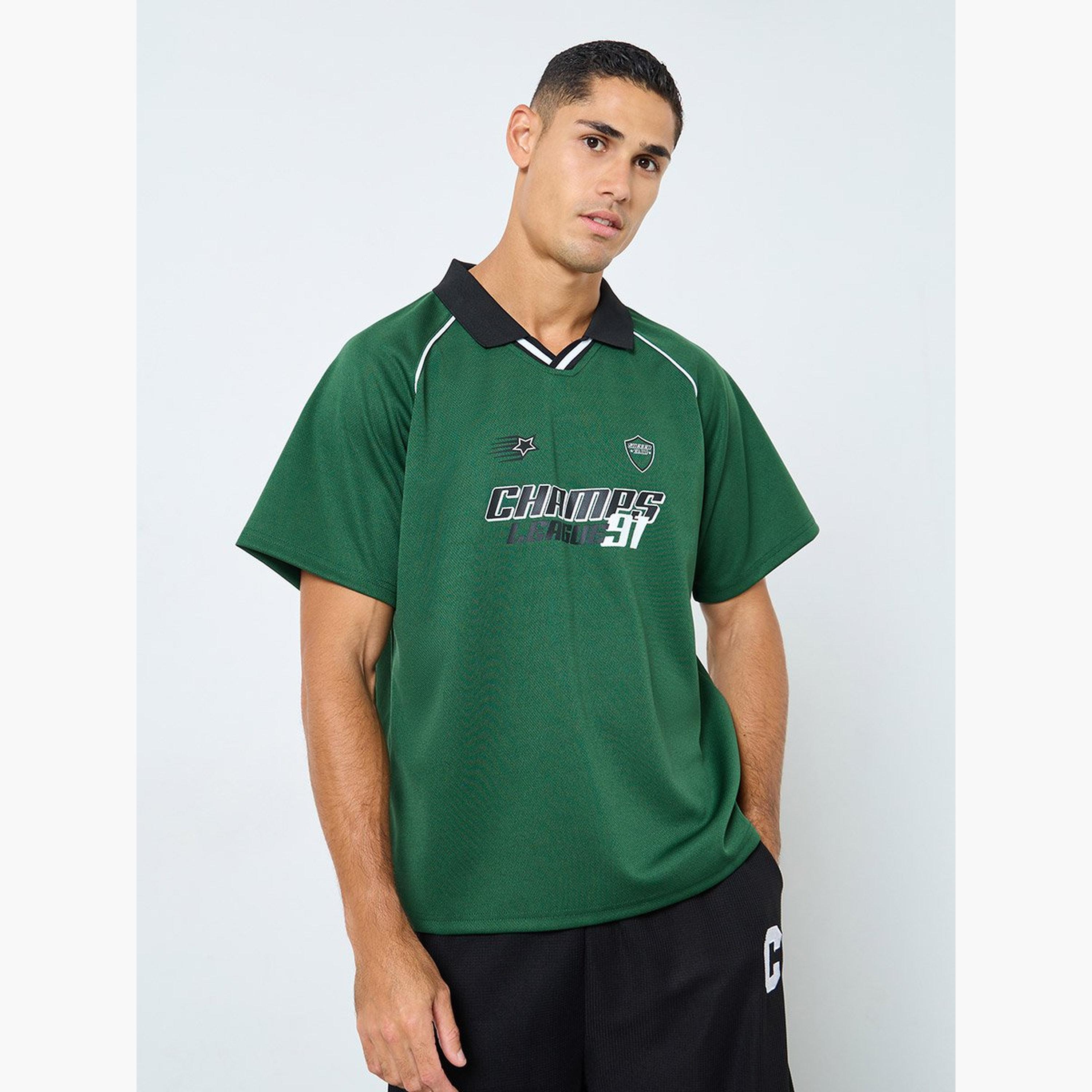 ستايلي - تي شيرت بولو مقاس كبير بطبعة شعار-men-clothing-tshirtsandpolos-polos-image-1
