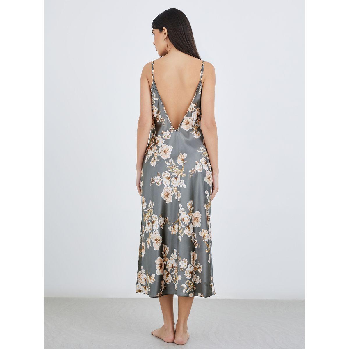 Styli Floral Print Side Slit Slip Dress-women-clothing-nightwear-nighties-image-5