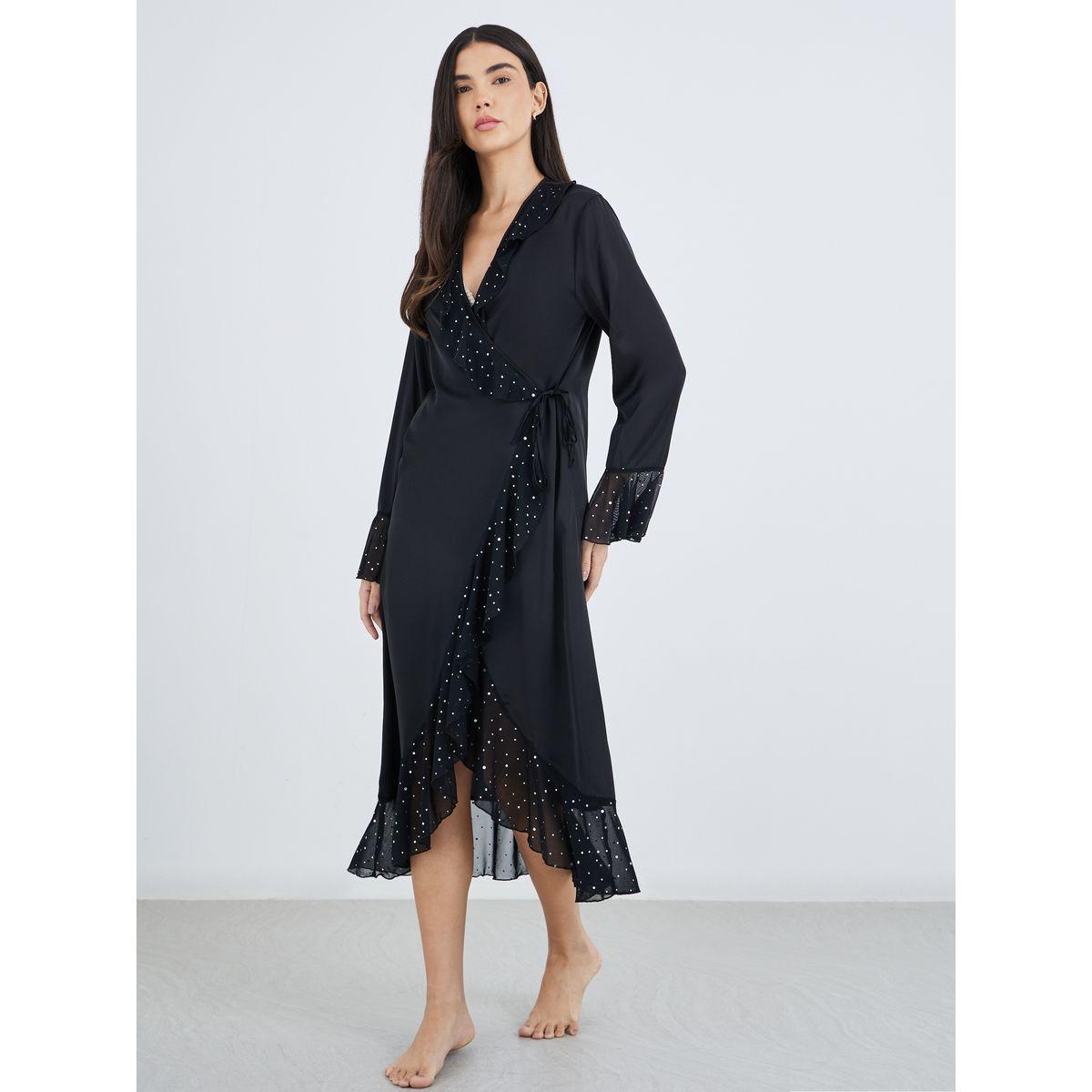 روب ميدي بتفاصيل مُنمقة مع كشكش-women-clothing-nightwear-robes-image-2