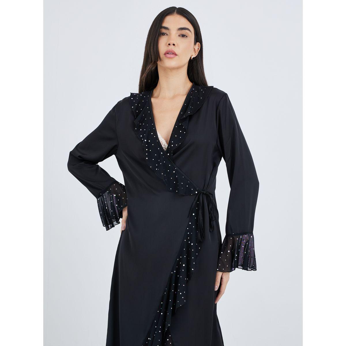 روب ميدي بتفاصيل مُنمقة مع كشكش-women-clothing-nightwear-robes-image-3