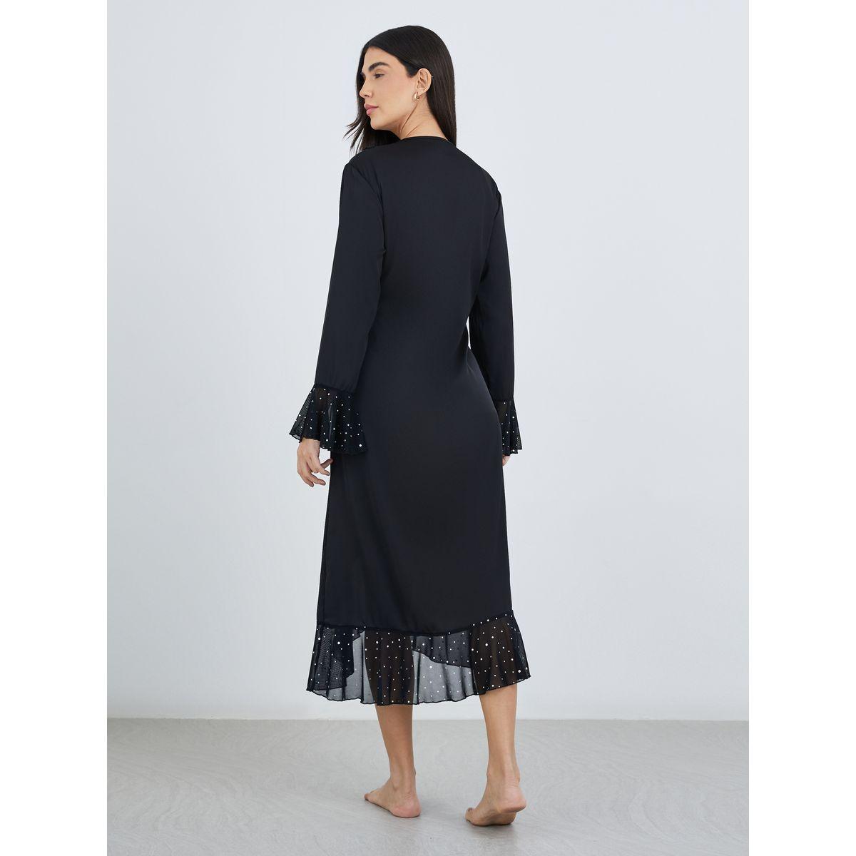 روب ميدي بتفاصيل مُنمقة مع كشكش-women-clothing-nightwear-robes-image-5