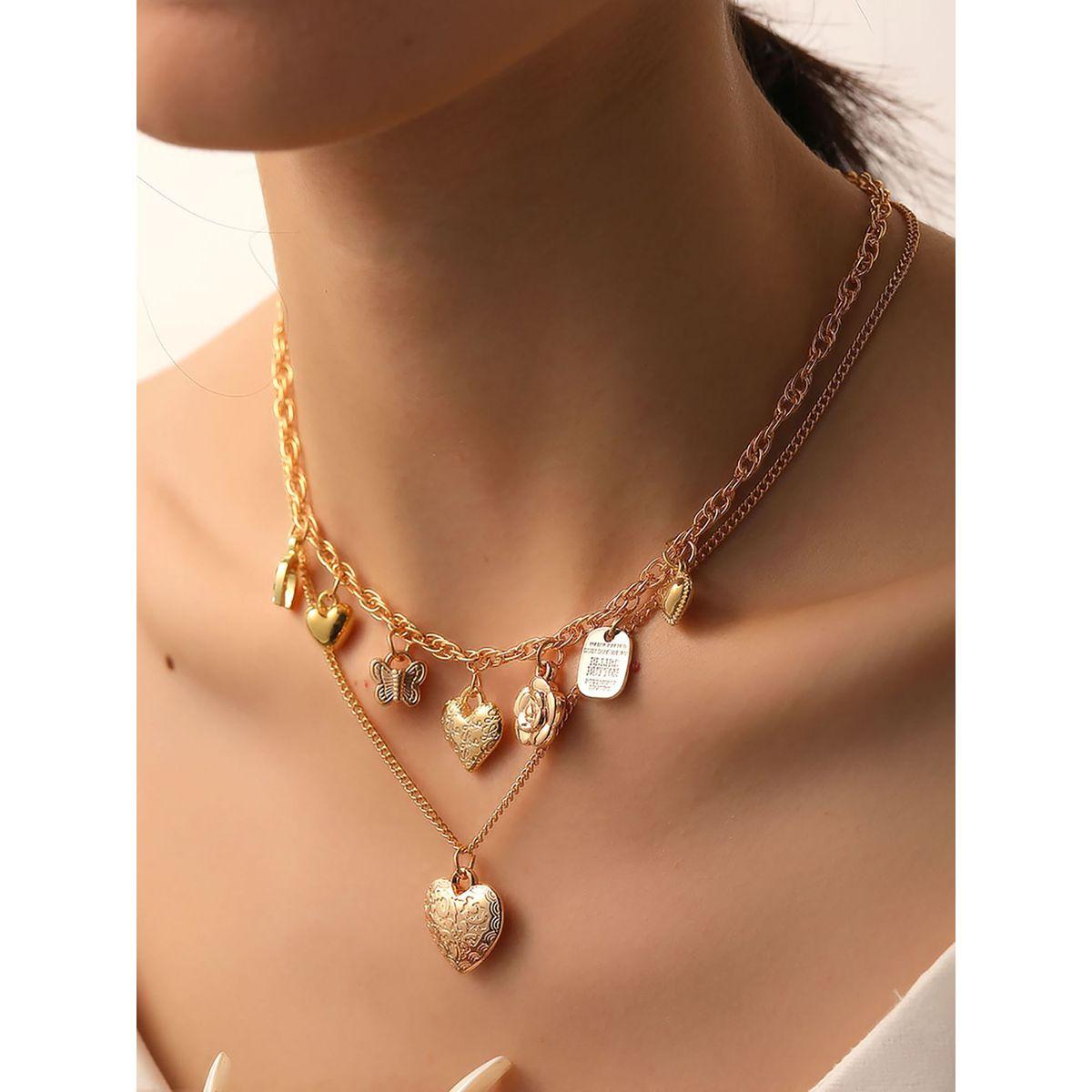 مجموعة من 2 عقد متدلي بقلوب-women-watchesandjewellery-jewellery-necklacesandpendants-image-1