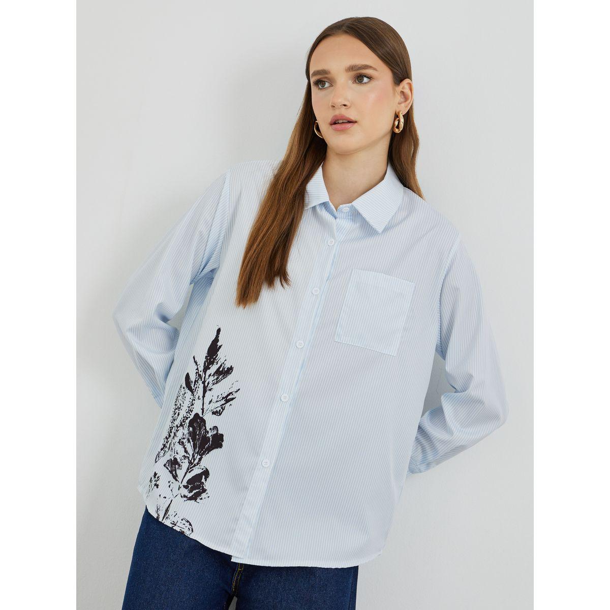 بلوزة فضفاضة بطبعة زهور وأكمام طويلة-women-clothing-shirtsandblouses-shirts-image-1