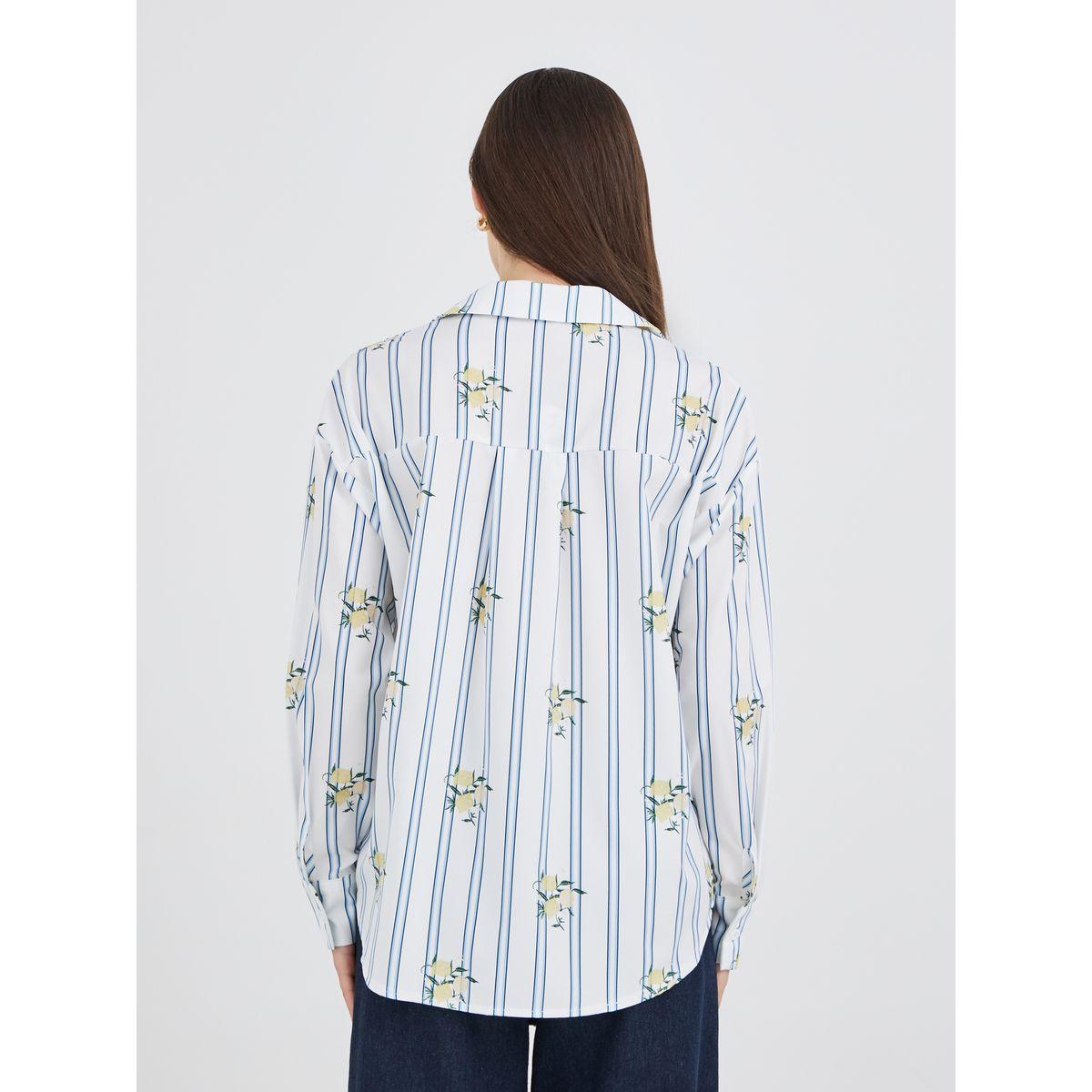 Styli Striped Spread Collar Long Sleeve Shirt-women-clothing-shirtsandblouses-shirts-image-4
