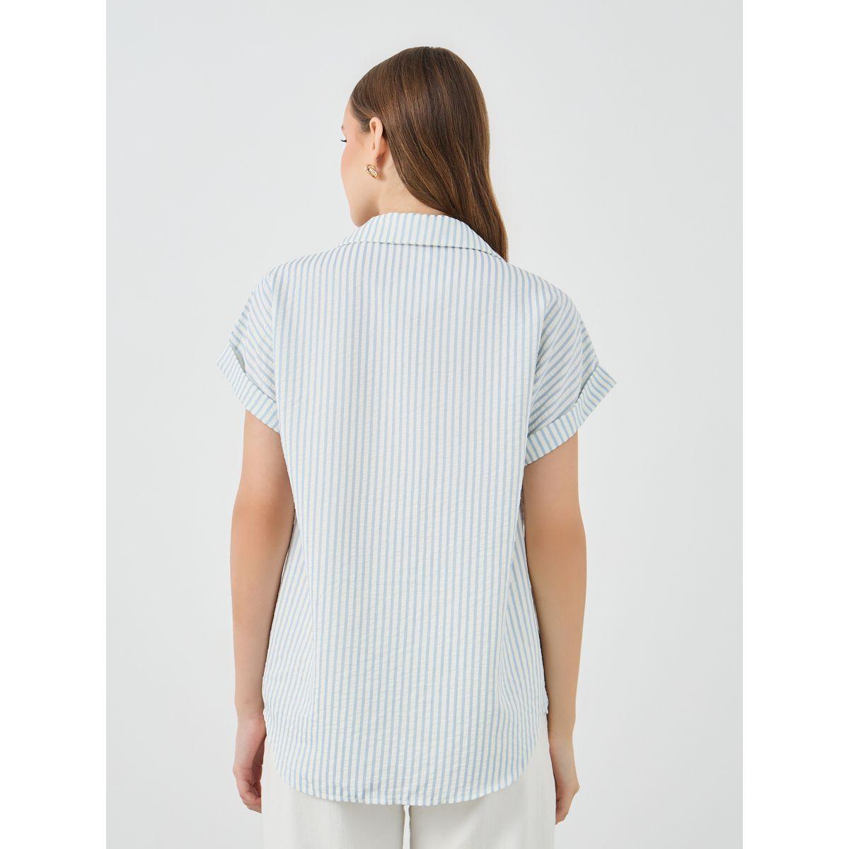 Styli Striped Short Sleeve Oversized Shirt-women-clothing-shirtsandblouses-shirts-image-4