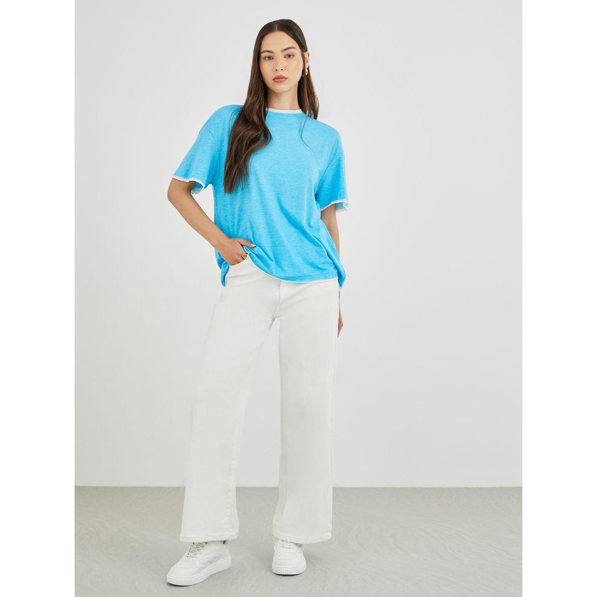 تيشيرت فضفاض بتفاصيل مُتباينة-women-clothing-tshirts-image-3