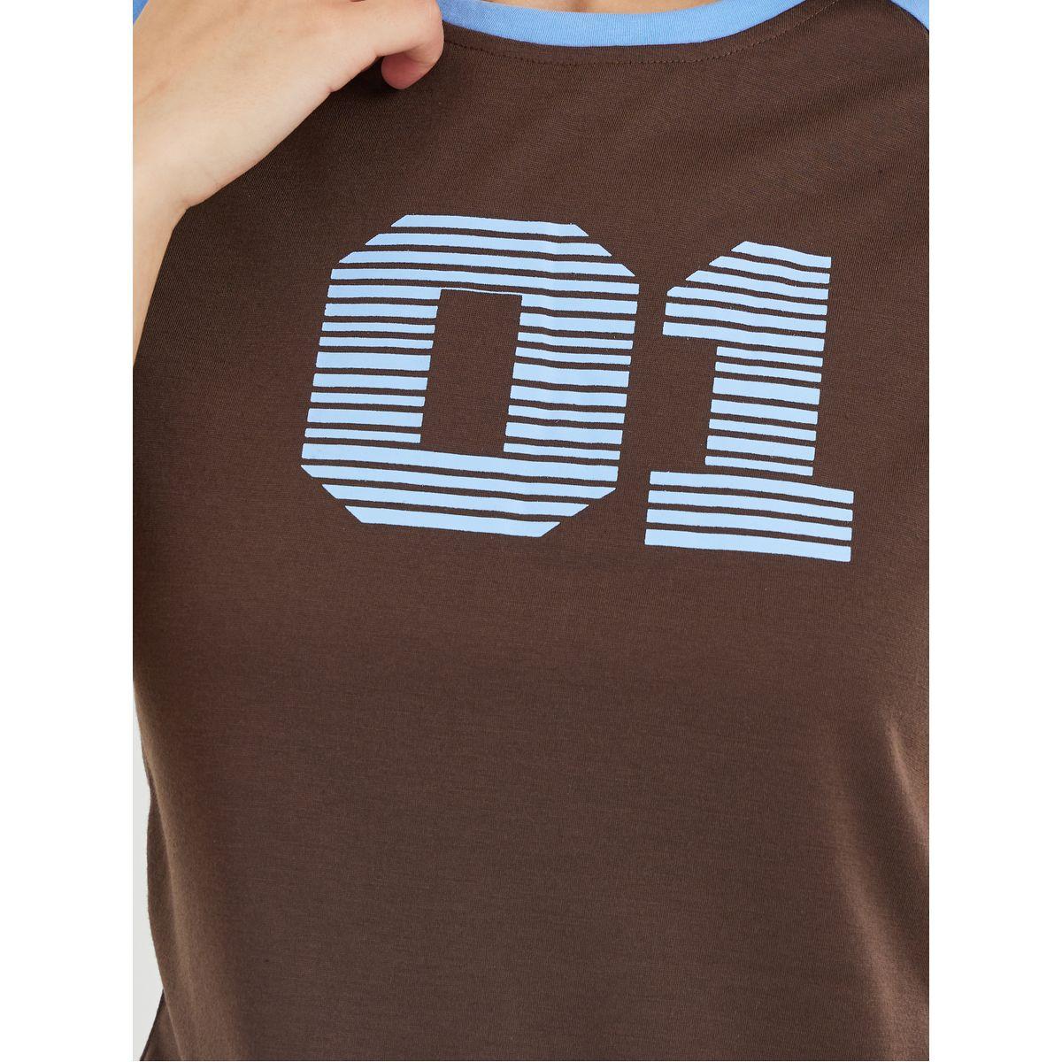 Styli Graphic Print Regular Fit T-Shirt with Raglan Sleeves-women-clothing-tshirts-image-4
