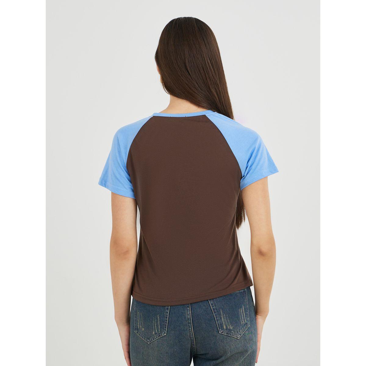 Styli Graphic Print Regular Fit T-Shirt with Raglan Sleeves-women-clothing-tshirts-image-5