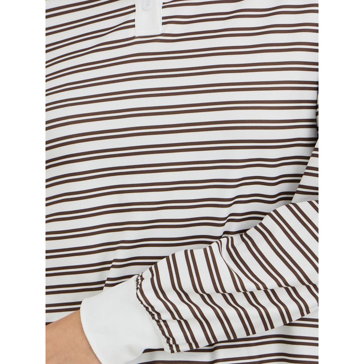 Styli Brown Striped Oversized Polo T-Shirt-women-clothing-tshirts-image-4