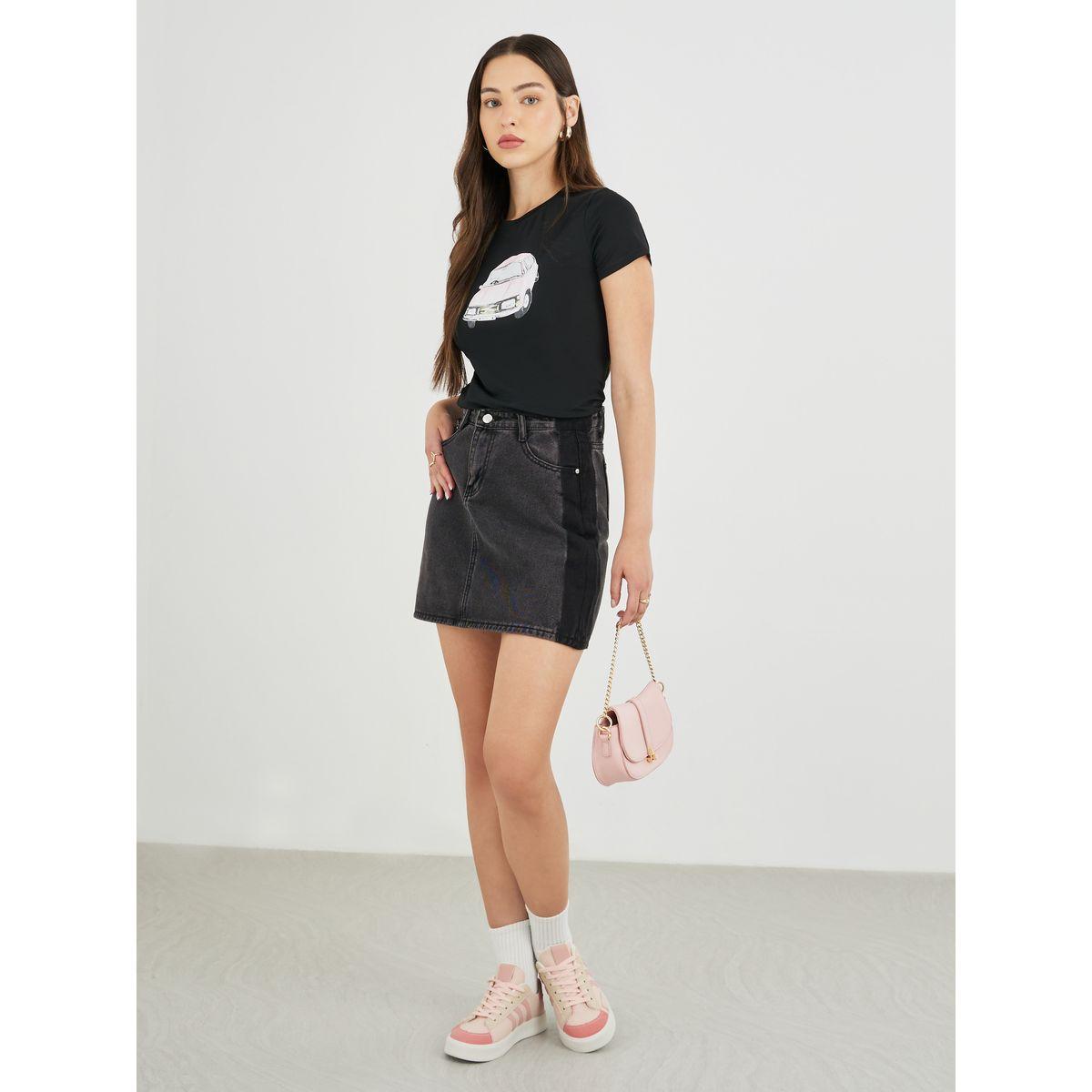 Styli Vintage Car Print Slim Fit T-Shirt-women-clothing-tshirts-image-2