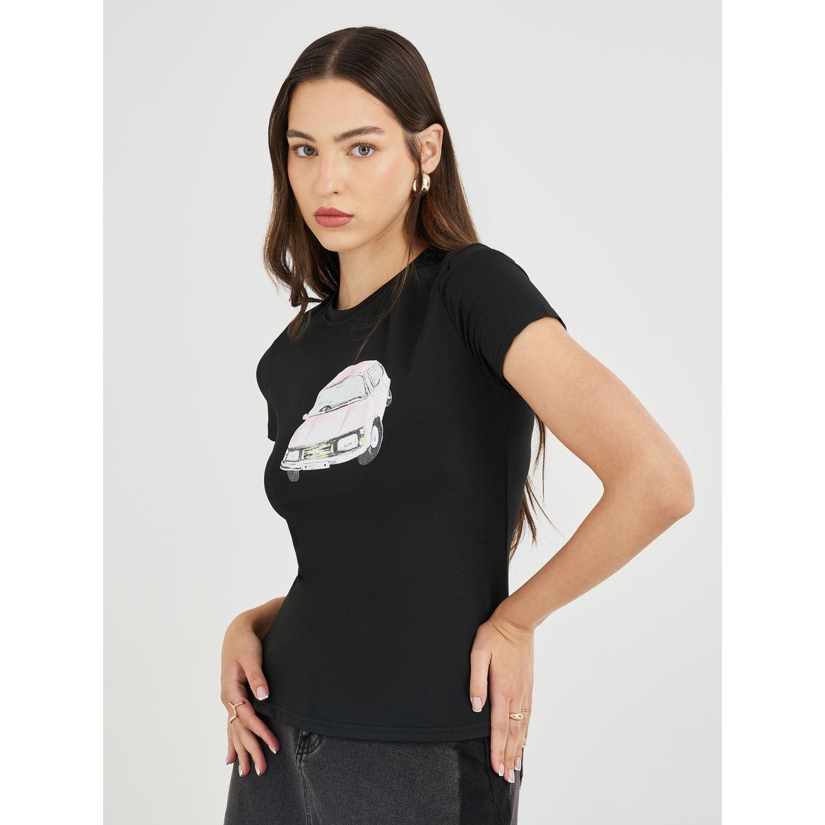 Styli Vintage Car Print Slim Fit T-Shirt-women-clothing-tshirts-image-3