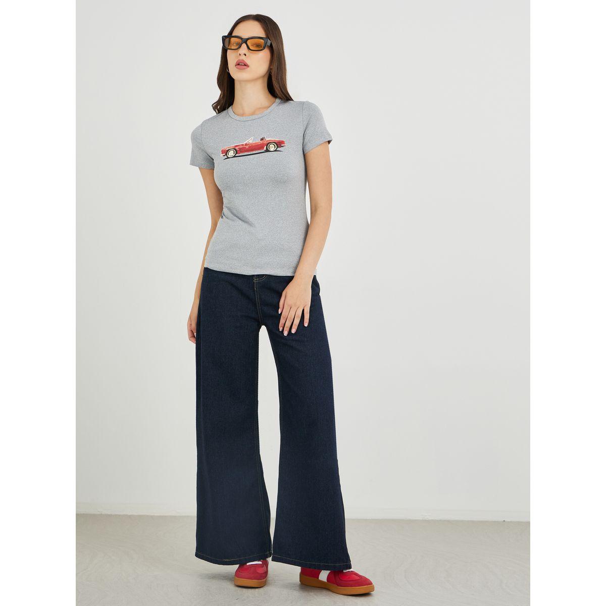 Styli Vintage Car Print Slim Fit T-Shirt-women-clothing-tshirts-image-2