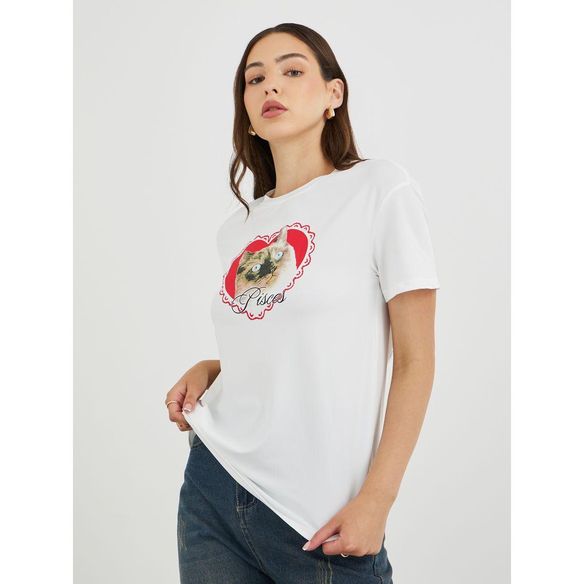 Styli Cat Graphic Print Regular Fit T-Shirt-women-clothing-tshirts-image-3