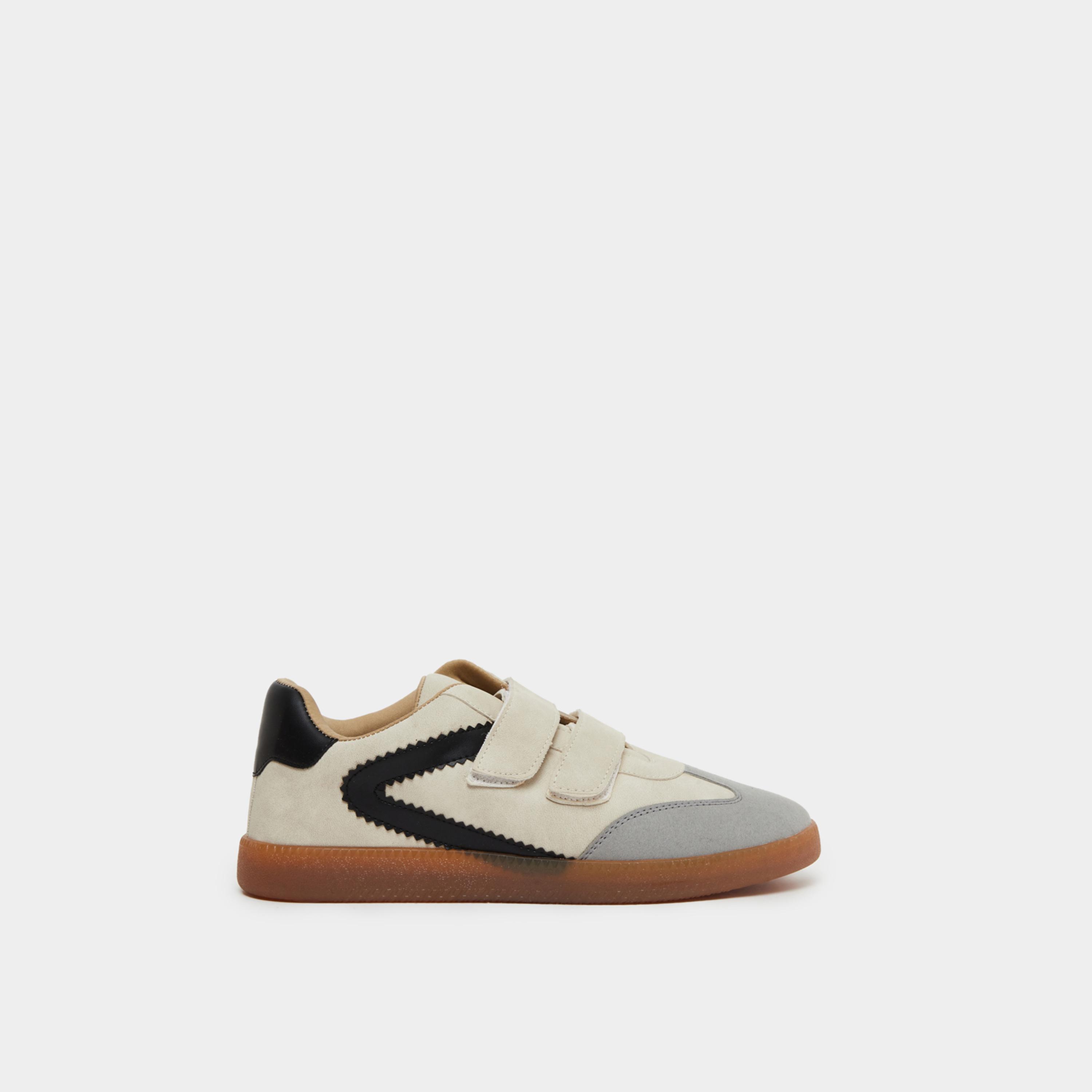 Styli Men Beige Panelled Hook and Loop Closure Sneakers-men-shoes-sneakers-image-2