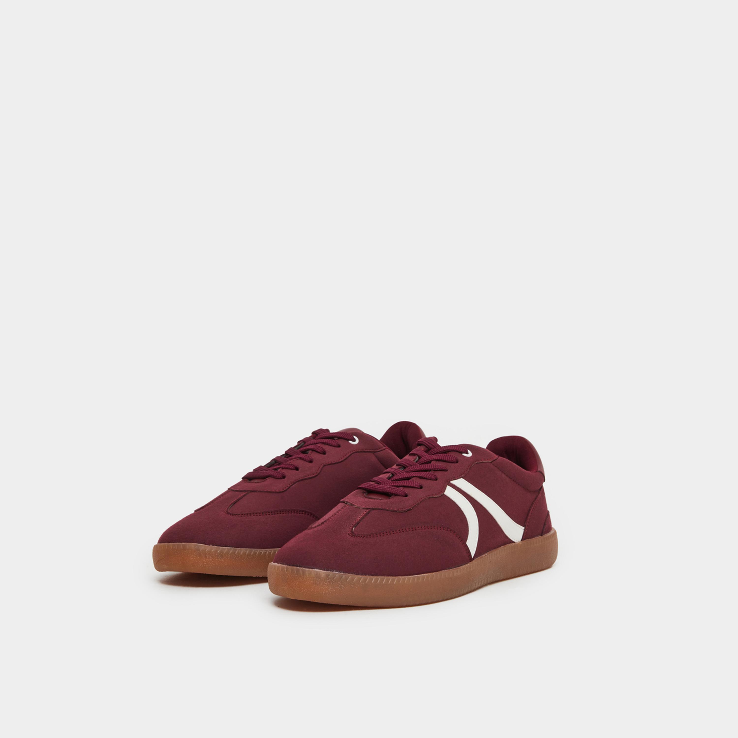 Styli Men Burgundy Suede Lace Up Sneakers-men-shoes-sneakers-image-1