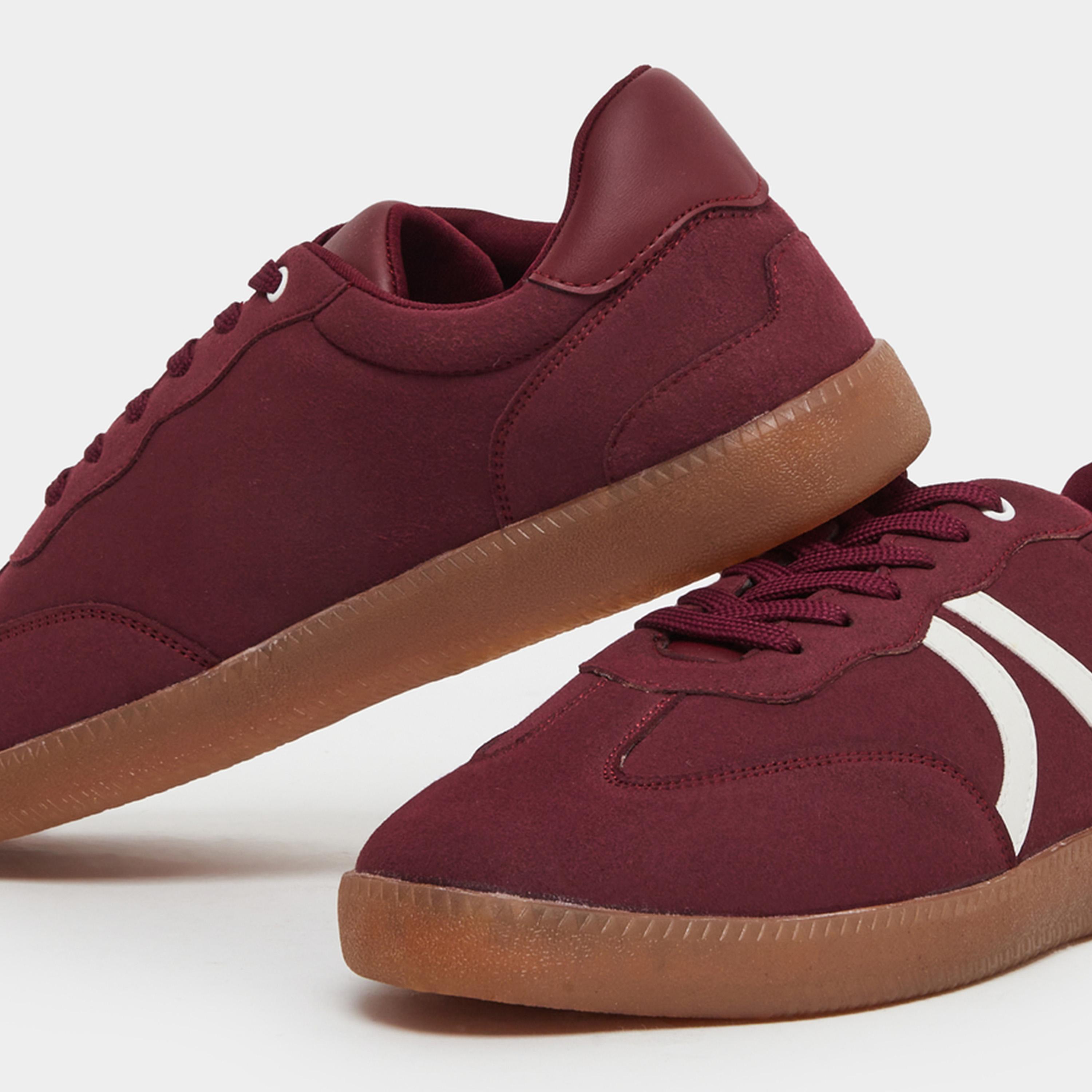 Styli Men Burgundy Suede Lace Up Sneakers-men-shoes-sneakers-image-3