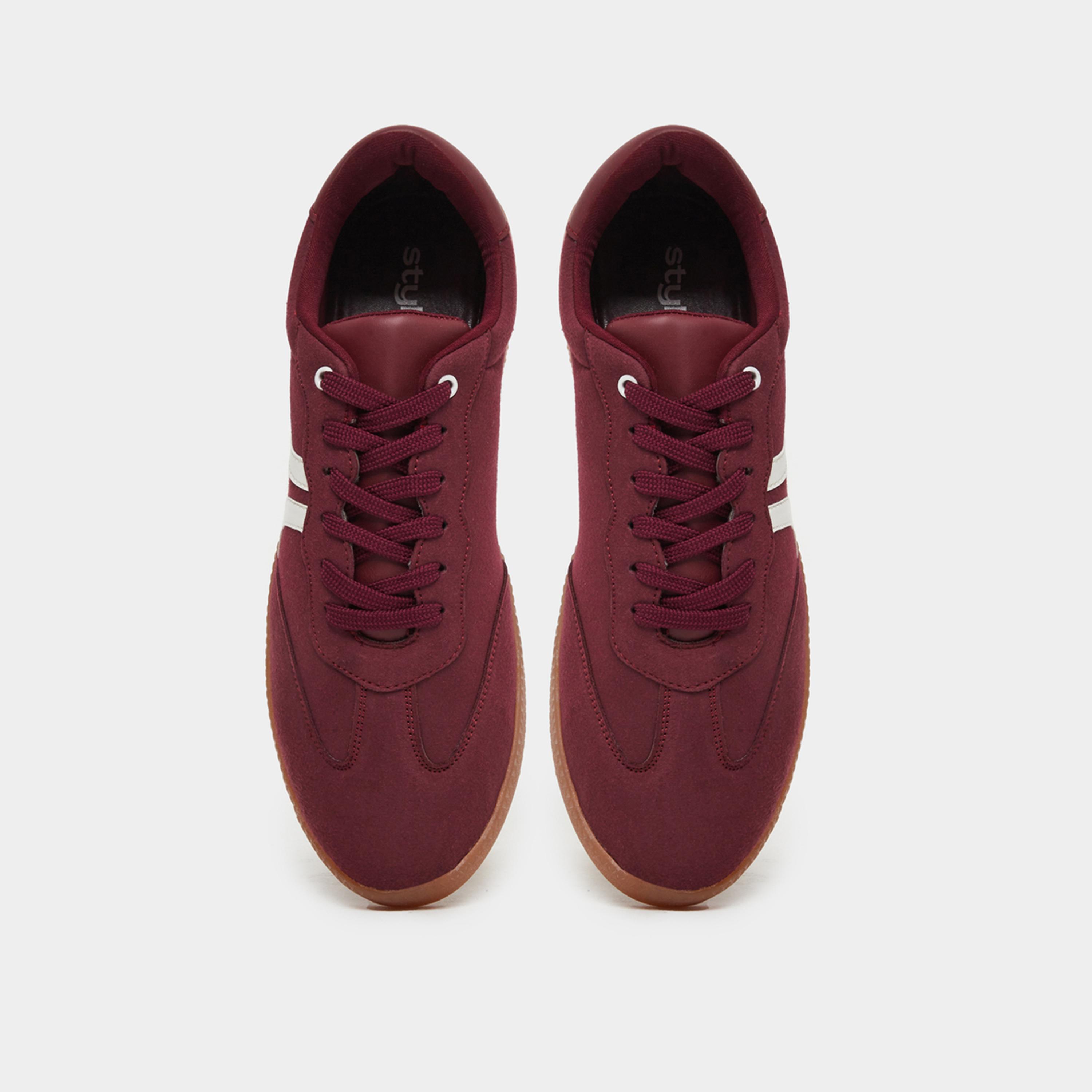 Styli Men Burgundy Suede Lace Up Sneakers-men-shoes-sneakers-image-5