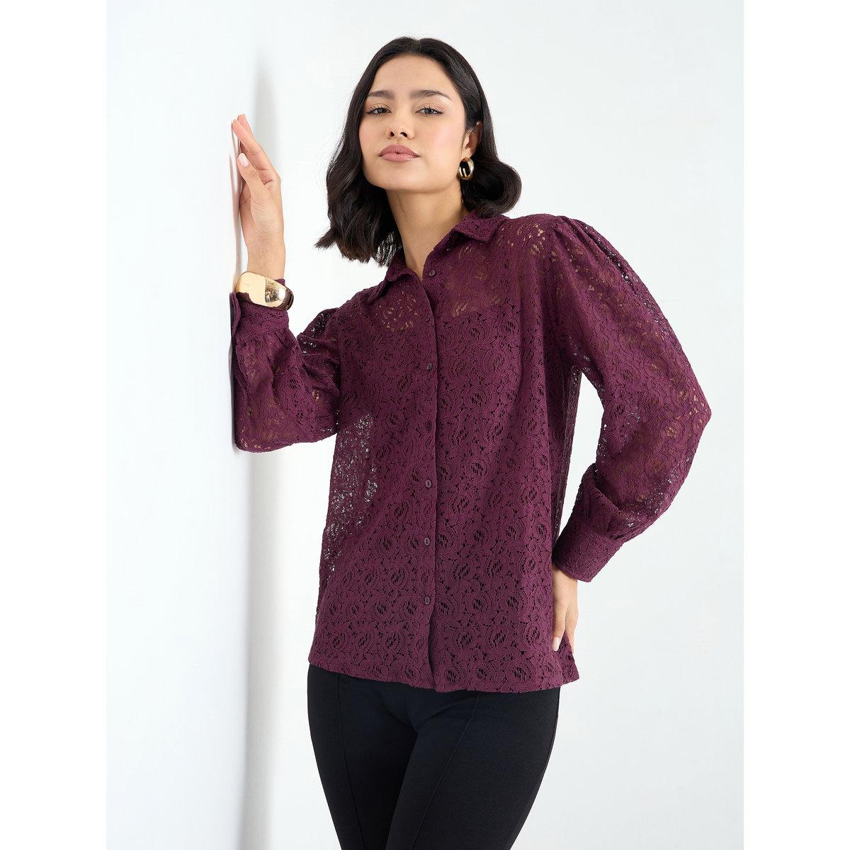 بلوزة بأكمام بالون وتفاصيل دانتيل-women-clothing-shirtsandblouses-shirts-image-1