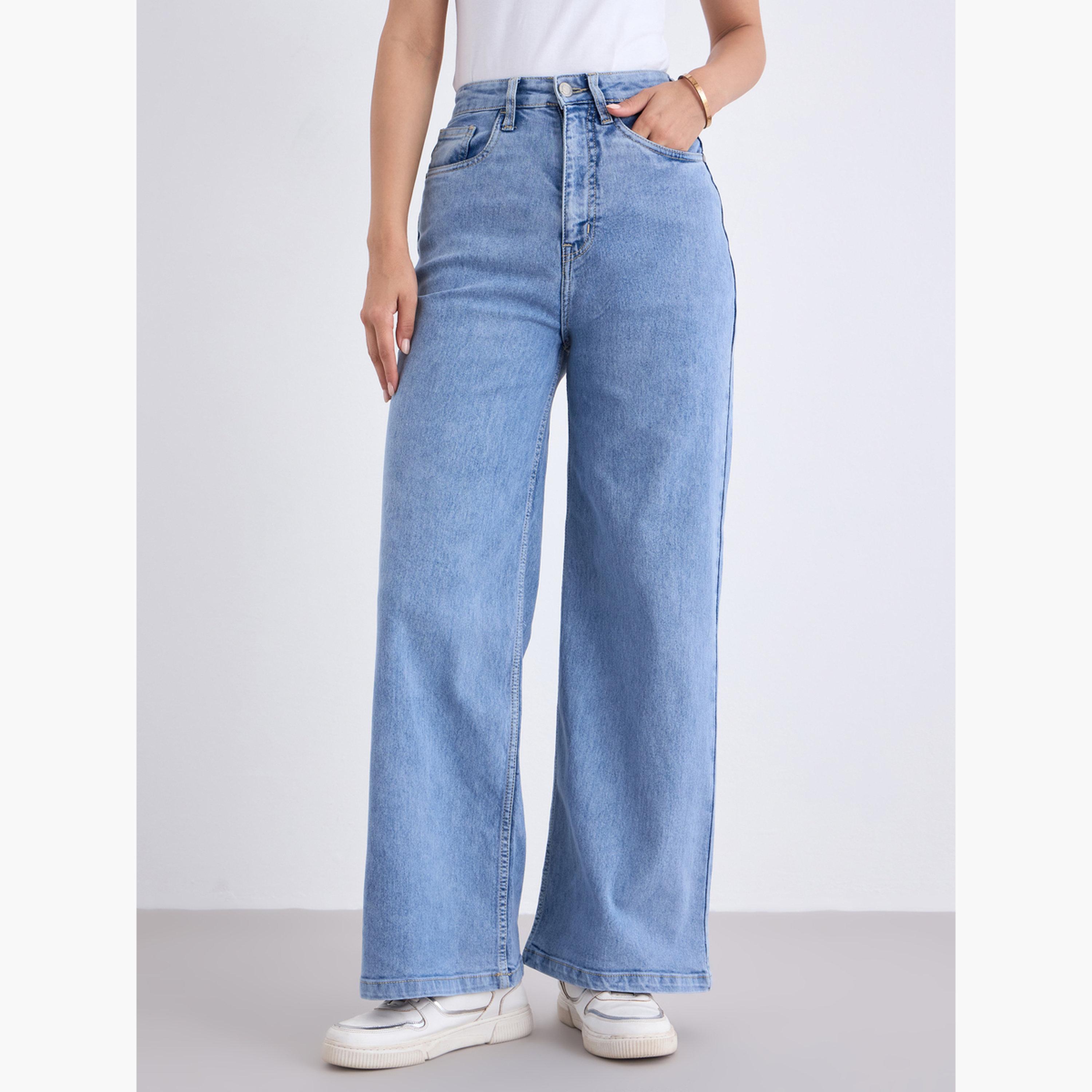جينز أرجل واسعة وخصر عالي-women-clothing-bottoms-jeans-image-1