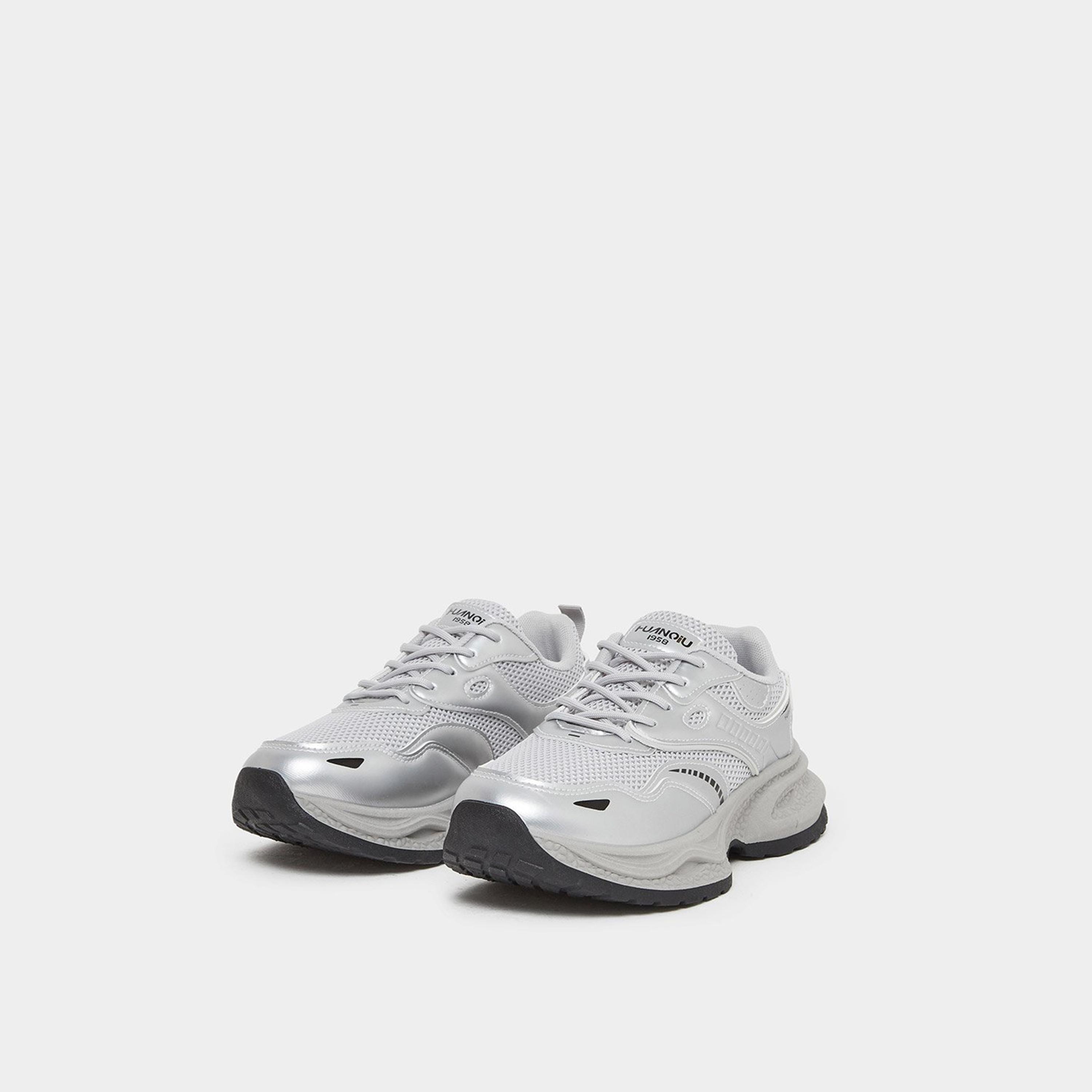 Styli Women Metallic Detail Lace Up Chunky Sole Sneakers-women-shoes-sneakers-image-1