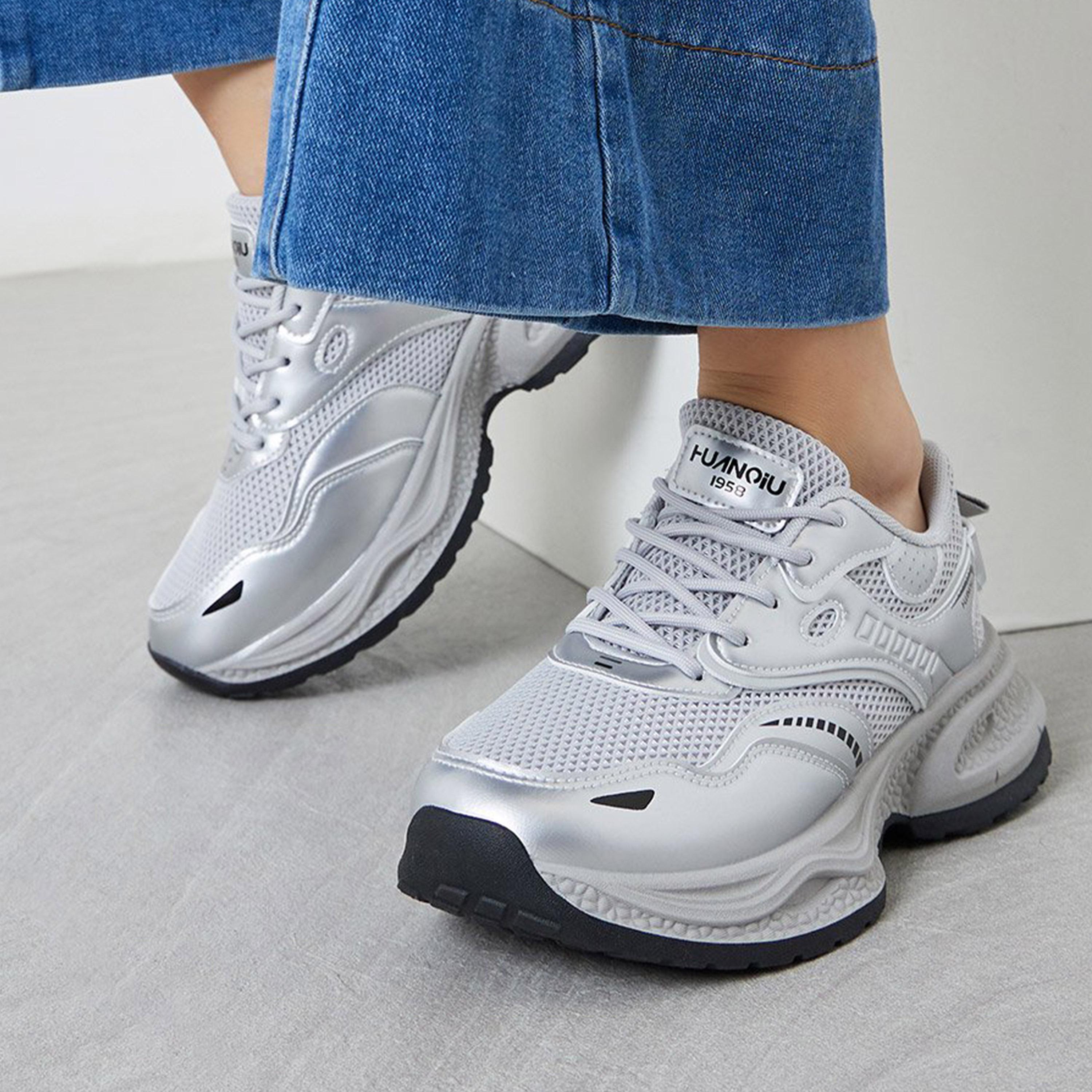 Styli Women Metallic Detail Lace Up Chunky Sole Sneakers-women-shoes-sneakers-image-2