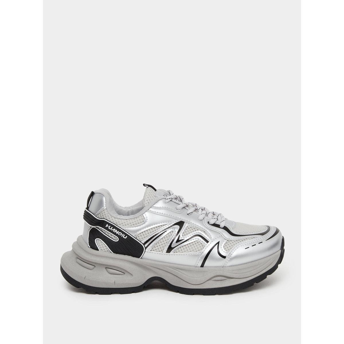 Styli Women Grey Metallic Chunky Sneakers-women-shoes-sneakers-image-1