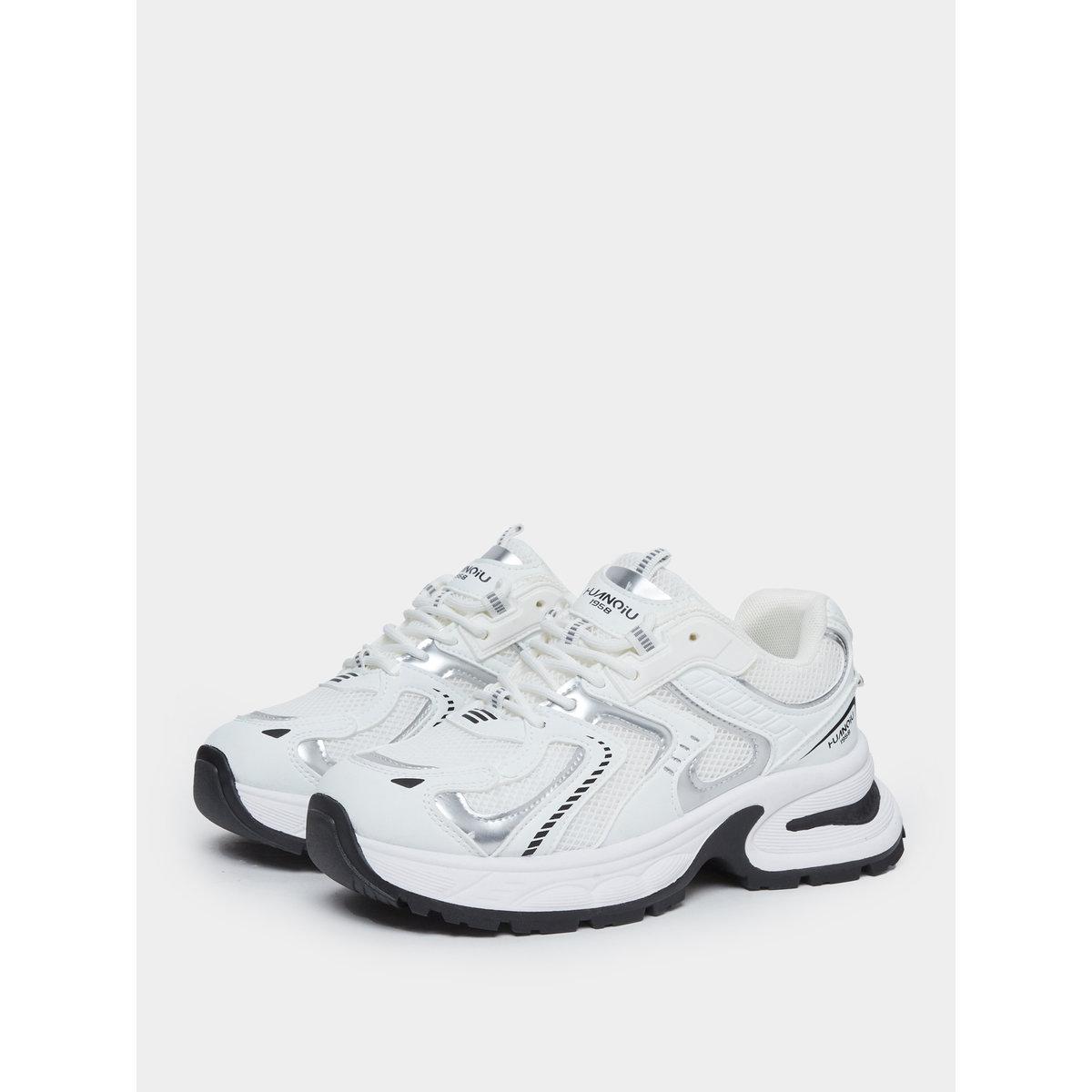 Styli Women White Metallic Chunky Sneakers-women-shoes-sneakers-image-2