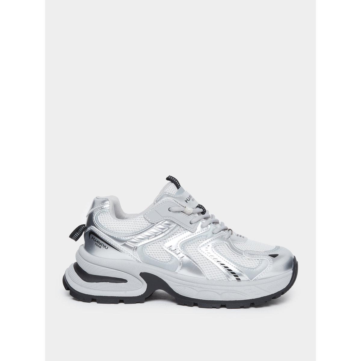 Styli Women Silver Metallic Chunky Sneakers-women-shoes-sneakers-image-1